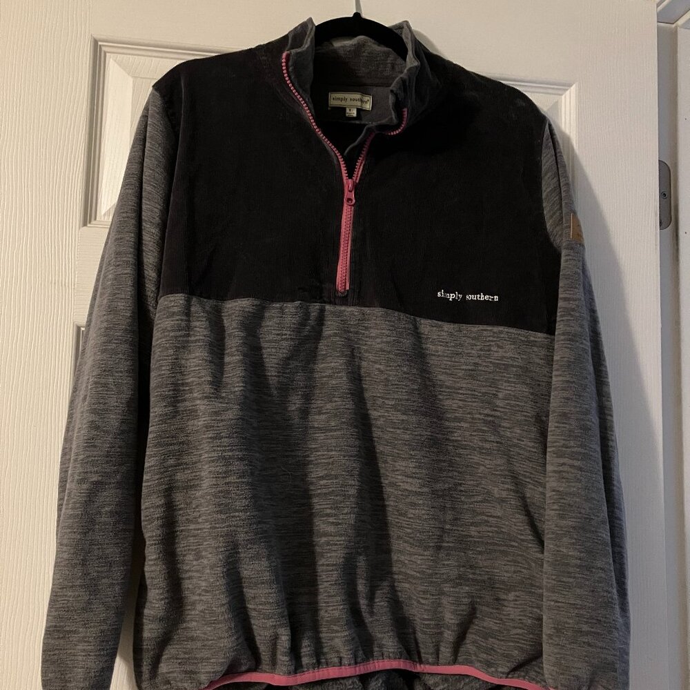 Women's Simply Southern 1/4 zip pull over shirt - gray and black